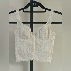 Vintage Corset Bustier White Floral Lace